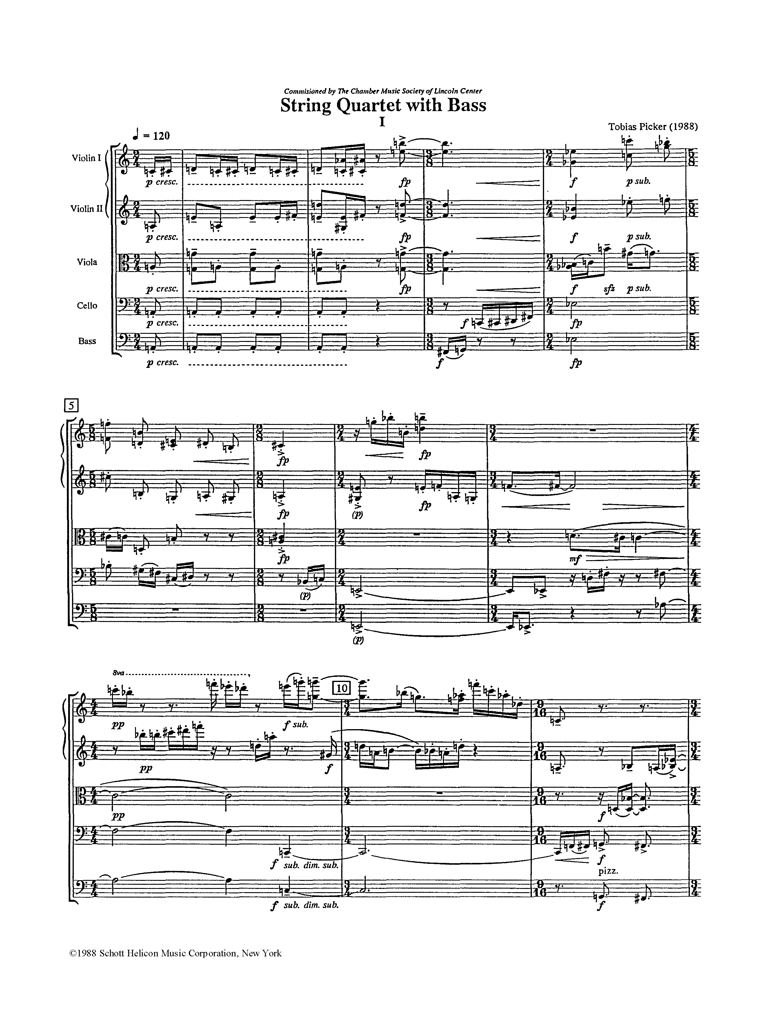 PSNY Tobias Picker String Quartet with Bass